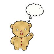 cartoon unhappy teddy bear with thought bubble N3