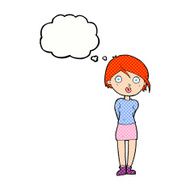 cartoon surprised girl with thought bubble N19