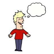 cartoon happy man with thought bubble N429