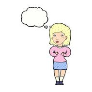 cartoon woman making excuses with thought bubble N18
