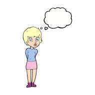 cartoon pretty woman with thought bubble N251