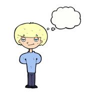 cartoon happy man with thought bubble N430