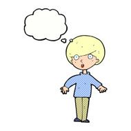 cartoon surprised man with thought bubble N127