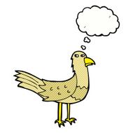 cartoon bird with thought bubble N253