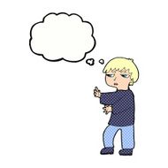 cartoon man gesturing with thought bubble N28