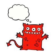 cartoon little monster with thought bubble N28