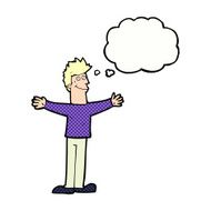 cartoon happy man with thought bubble N431