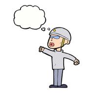 cartoon security guy with thought bubble N10