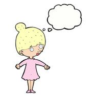 cartoon surprised woman with thought bubble N232