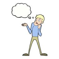 cartoon nervous man with thought bubble N128