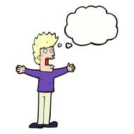 cartoon terrified man with thought bubble N207