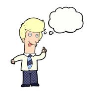 cartoon office man with crazy idea thought bubble N10