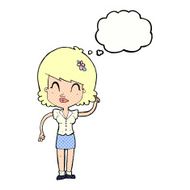 cartoon pretty woman with idea thought bubble N68