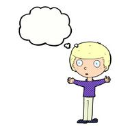 cartoon surprised man with thought bubble N129