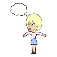 cartoon annoyed girl with thought bubble N19