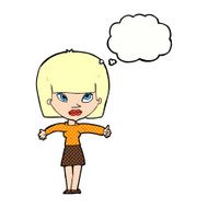 cartoon woman giving thumbs up symbol with thought bubble N63
