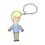 cartoon suspicious man with thought bubble N37