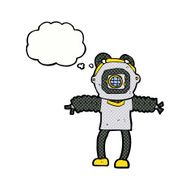 cartoon deep sea diver with thought bubble N29