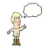 cartoon nervous man with thought bubble N129