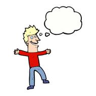 cartoon happy man with thought bubble N432