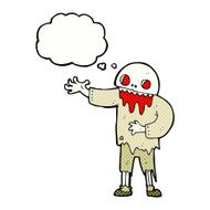 cartoon spooky zombie with thought bubble N8