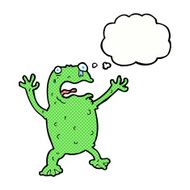 cartoon frightened frog with thought bubble N2