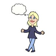 cartoon woman with no worries thought bubble N34