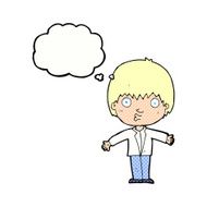 cartoon amazed boy with thought bubble N20