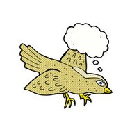 cartoon bird with thought bubble N254