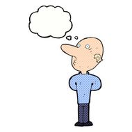 cartoon balding man with thought bubble N19