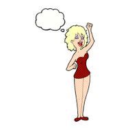 cartoon dancing woman with thought bubble N49