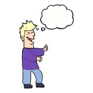 cartoon laughing man with thought bubble N20