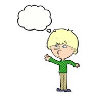 cartoon worried man reaching with thought bubble N20
