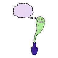cartoon spooky ghost in bottle with thought bubble N10