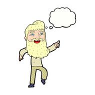 cartoon man with beard laughing and pointing thought bubble N10