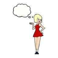 cartoon pretty woman with thought bubble N252