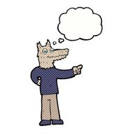 cartoon pointing wolf man with thought bubble N6