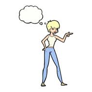 cartoon woman pointing with thought bubble N200