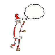cartoon skinny santa with thought bubble N10