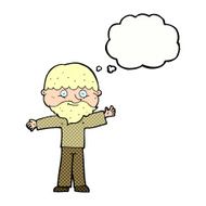 cartoon happy man with beard thought bubble N39