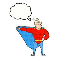 funny cartoon superhero with thought bubble N8