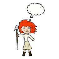cartoon woman with spear thought bubble N10