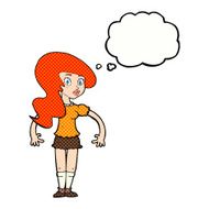 cartoon pretty woman with thought bubble N253