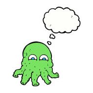 cartoon alien squid face with thought bubble N28