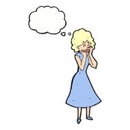 cartoon worried woman with thought bubble N73