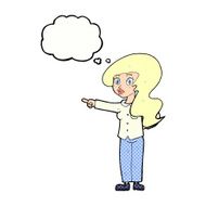 cartoon pretty woman pointing with thought bubble N38
