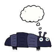 cartoon bug with thought bubble N34