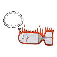cartoon falling bomb with thought bubble N6