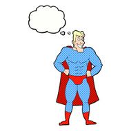 cartoon superhero with thought bubble N22