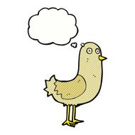 cartoon bird with thought bubble N255